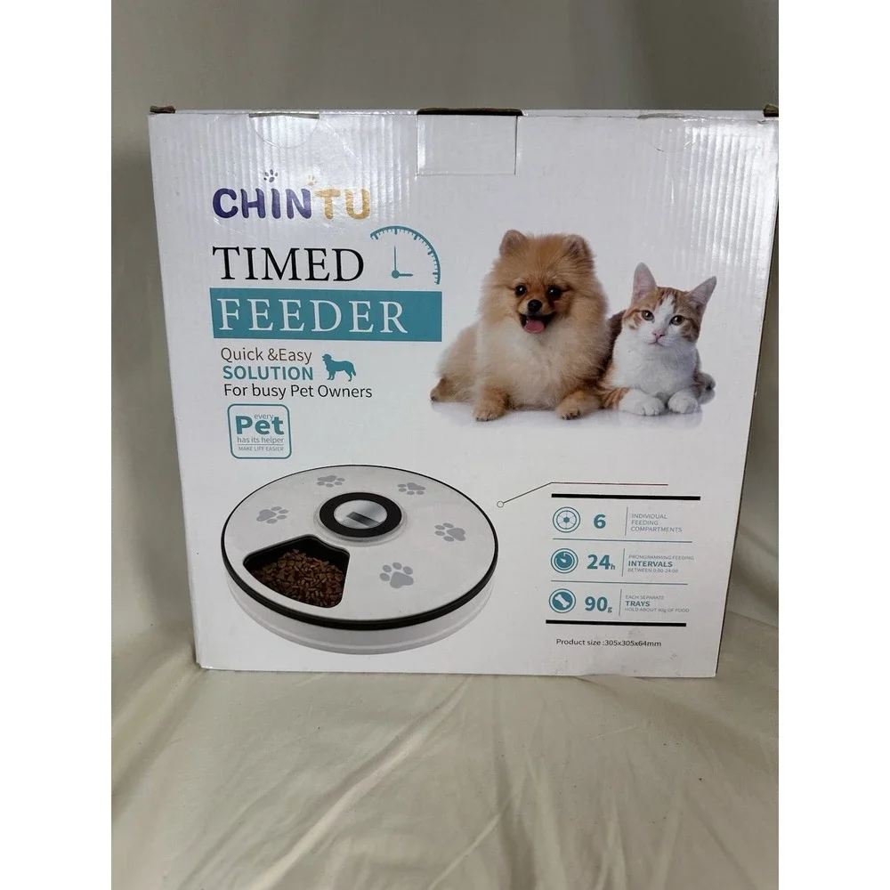 CHINTU Automatic Timed Pet Feeder 6‎ Meal Tray Cat Dog Food Dispenser